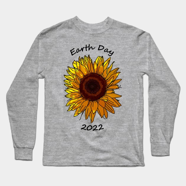 Earth Day 2022 Sunflower Long Sleeve T-Shirt by ellenhenryart